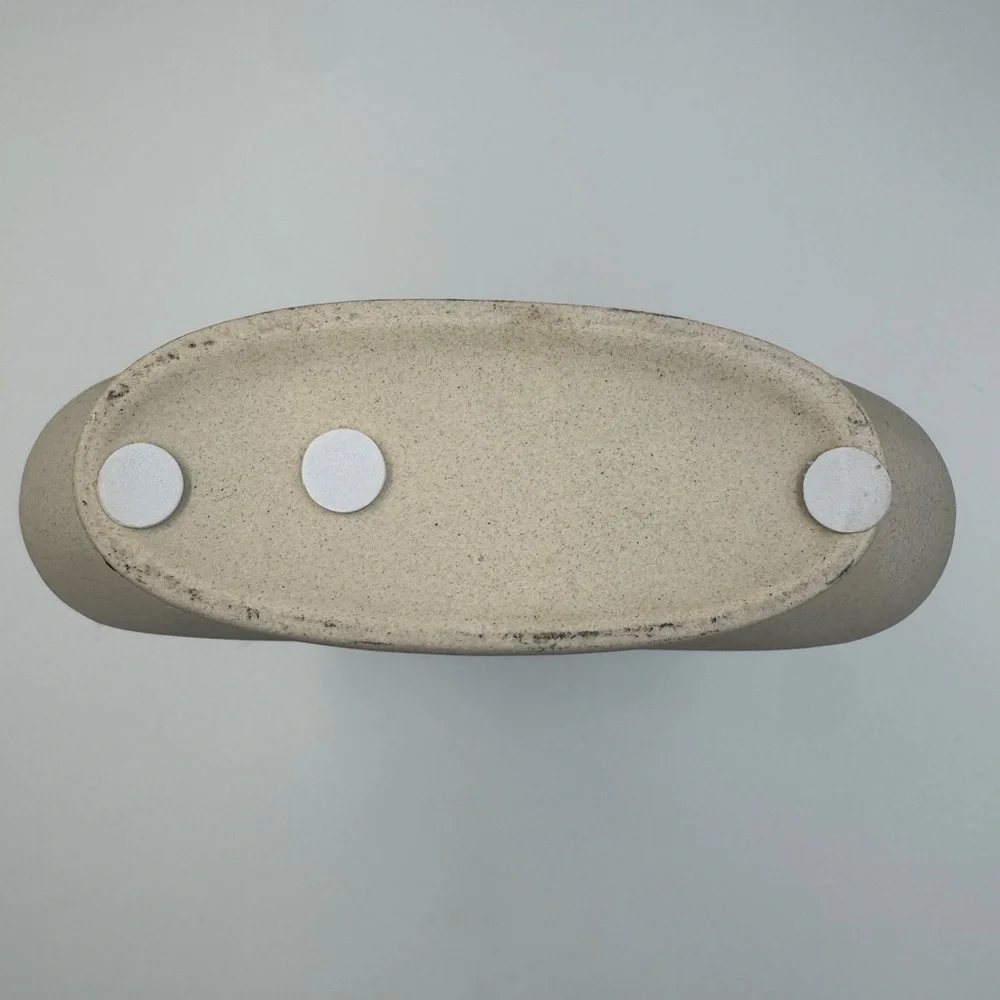 Beige Ceramic‎ Donut Vase Modern Minimalist Round Matte Decor 9in